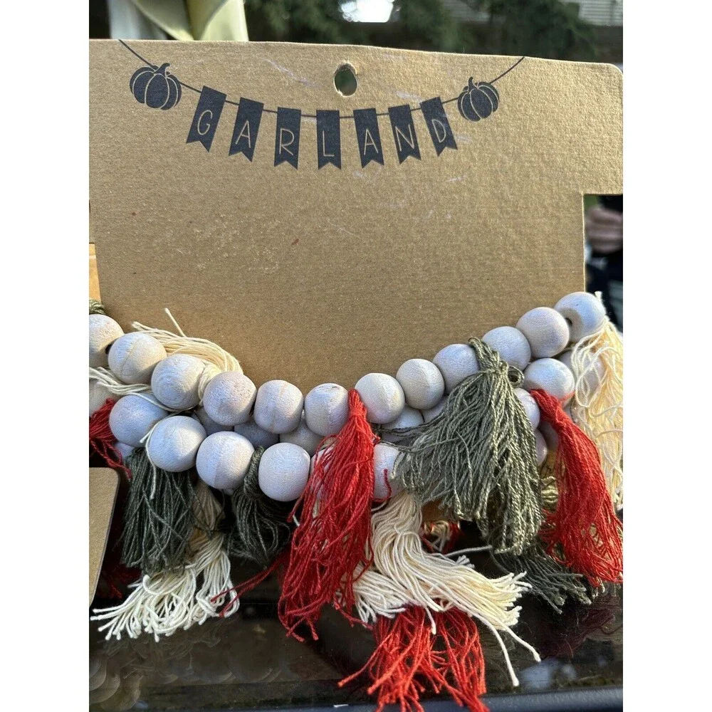 Fall Garland From Jewelry Made By Me Includes Two 6’ Wood And Tassel Strands New